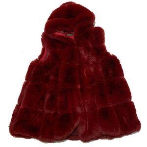 JAYLEY Faux Fur Long Hooded Gilet